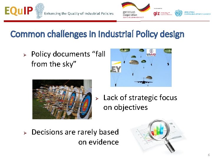 Common challenges in Industrial Policy design Ø Policy documents “fall from the sky” Ø