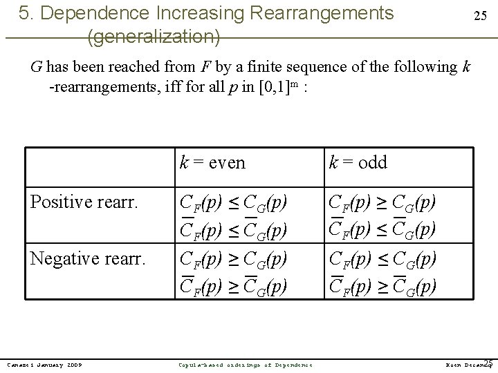 5. Dependence Increasing Rearrangements (generalization) 25 G has been reached from F by a