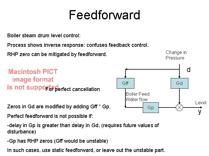 Feedforward Boiler steam drum level control: Process shows inverse response: confuses feedback control. Change
