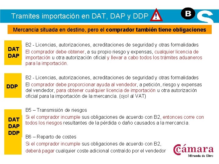 Tramites importación en DAT, DAP y DDP ! Mercancía situada en destino, pero el