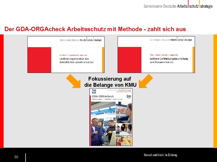 Der GDA-ORGAcheck Arbeitsschutz mit Methode - zahlt sich aus Fokussierung auf die Belange von