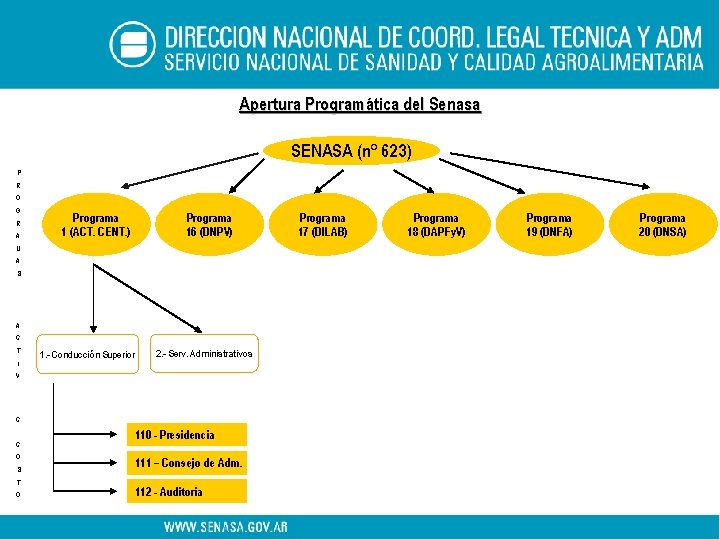 Apertura Programática del Senasa SENASA (n° 623) P R O G R A Programa