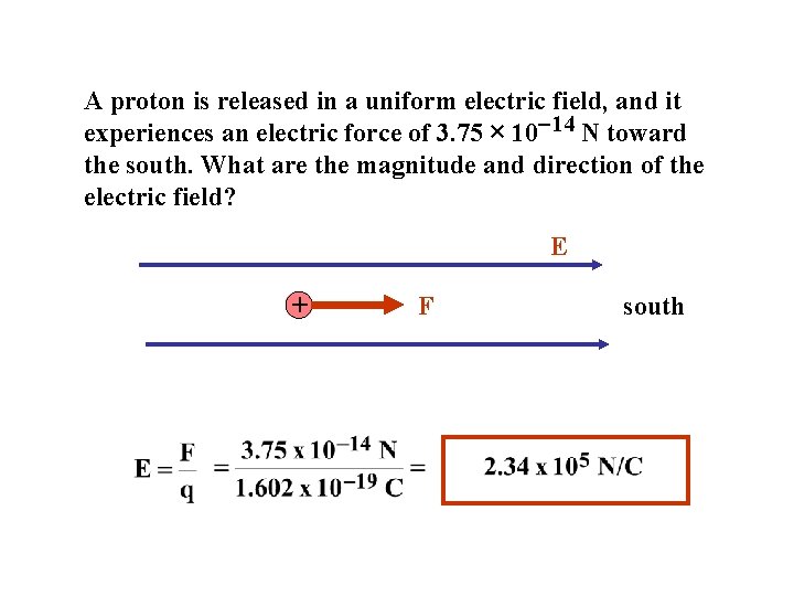 A proton is released in a uniform electric field, and it experiences an electric