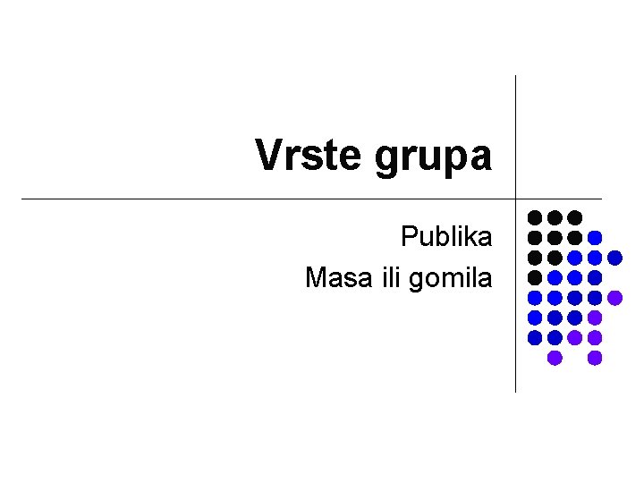 Vrste grupa Publika Masa ili gomila 