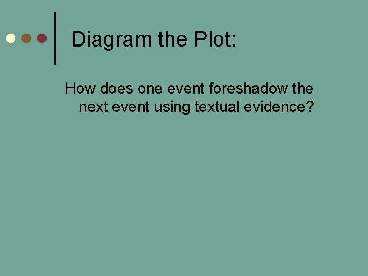 Diagram the Plot: How does one event foreshadow the next event using textual evidence?