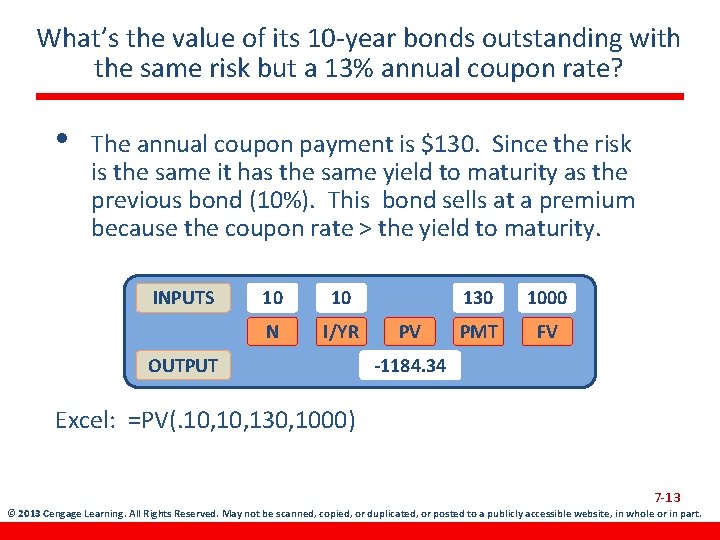 What’s the value of its 10 -year bonds outstanding with the same risk but