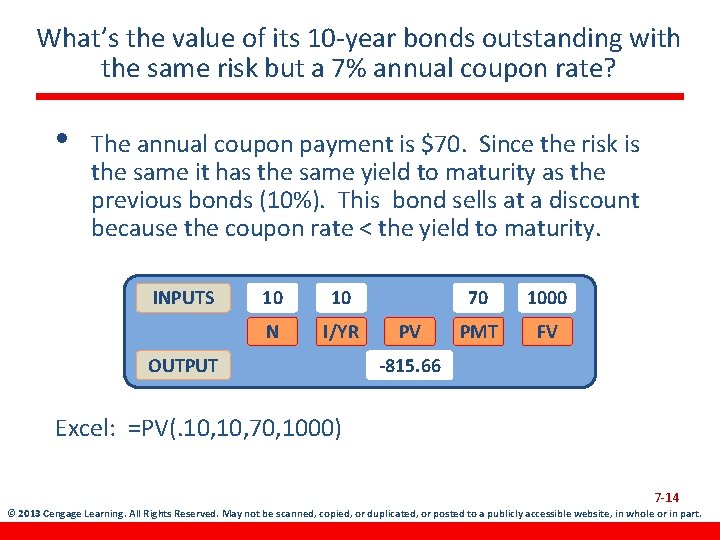 What’s the value of its 10 -year bonds outstanding with the same risk but