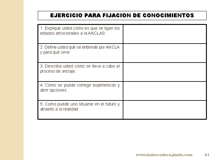 EJERCICIO PARA FIJACION DE CONOCIMIENTOS 1. Explique usted cómo es que se ligan los