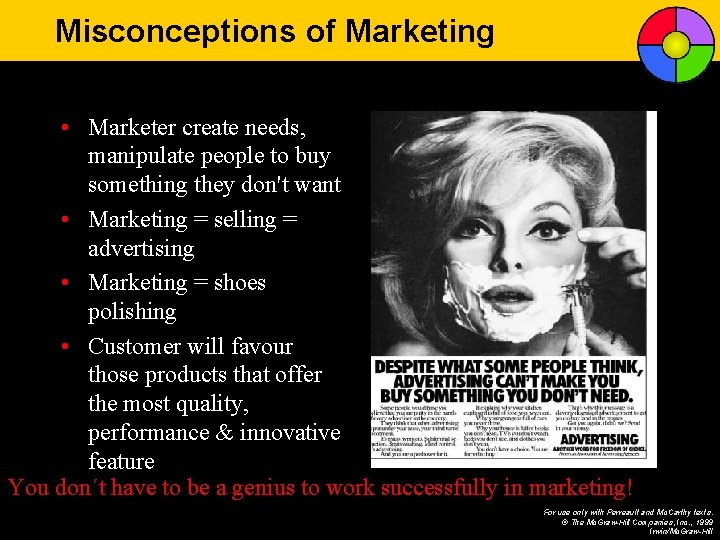 Misconceptions of Marketing • Marketer create needs, manipulate people to buy something they don't