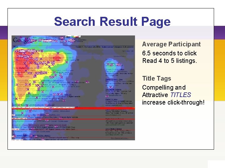 Search Result Page Average Participant 6. 5 seconds to click Read 4 to 5