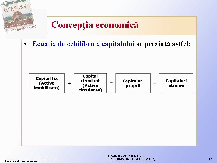 Concepţia economică • Ecuaţia de echilibru a capitalului se prezintă astfel: 10/29/2020 7: 18 Concepţia economică • Ecuaţia de echilibru a capitalului se prezintă astfel: 10/29/2020 7: 18