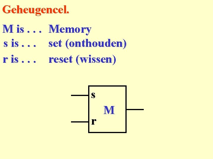 Geheugencel. M is. . . s is. . . r is. . . Memory