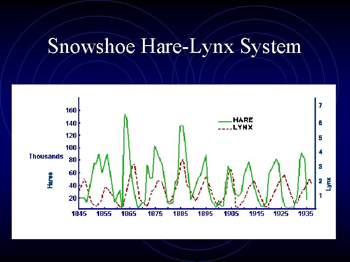 Snowshoe Hare-Lynx System 7 6 5 4 2 1 Lynx Hares 3 