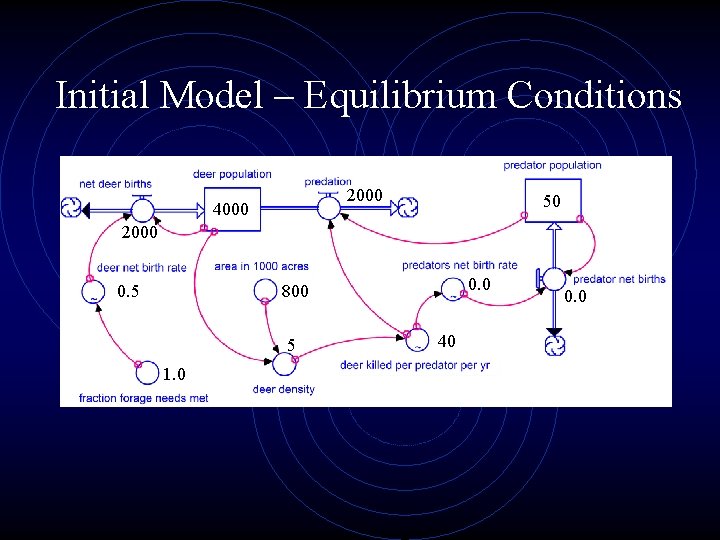 Initial Model – Equilibrium Conditions 2000 4000 50 2000 0. 5 0. 0 800