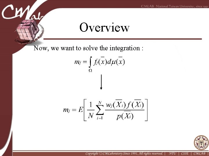 Overview Now, we want to solve the integration : 