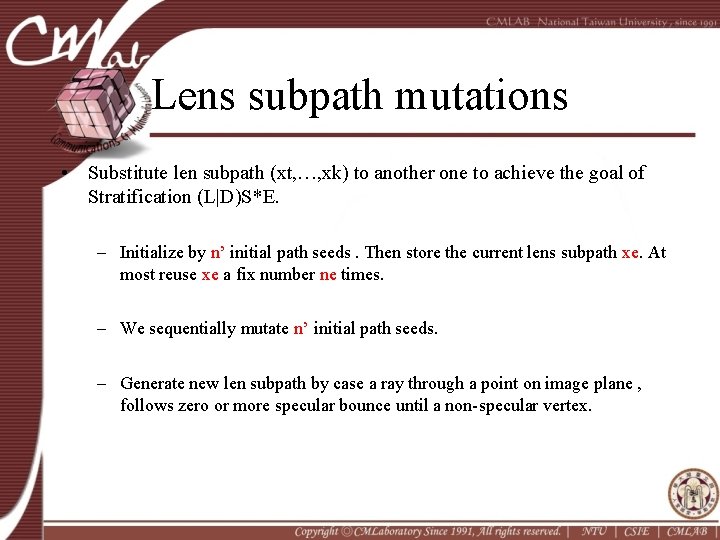 Lens subpath mutations • Substitute len subpath (xt, …, xk) to another one to