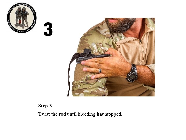 Step 3 Twist the rod until bleeding has stopped. Step 3 Twist the rod until bleeding has stopped.