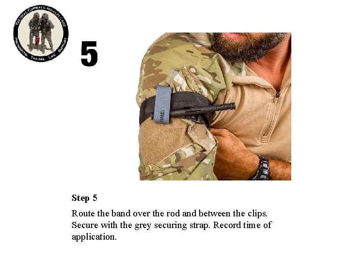 Step 5 Route the band over the rod and between the clips. Secure with Step 5 Route the band over the rod and between the clips. Secure with