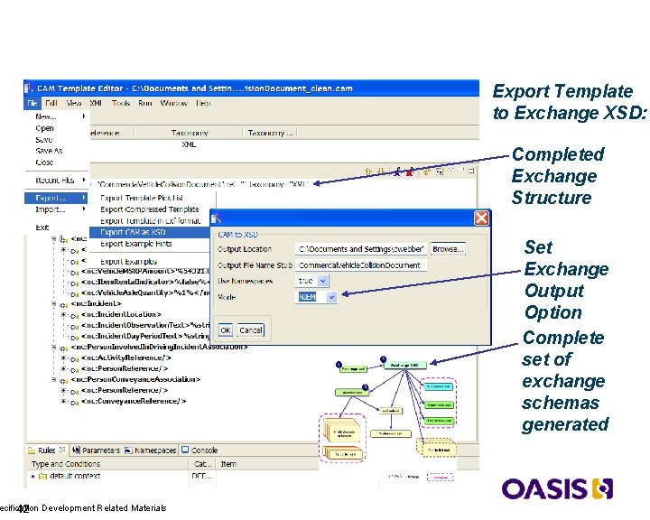 Export Exchange to XSD Schema ecification Development Related Materials 42 Export Template to Exchange