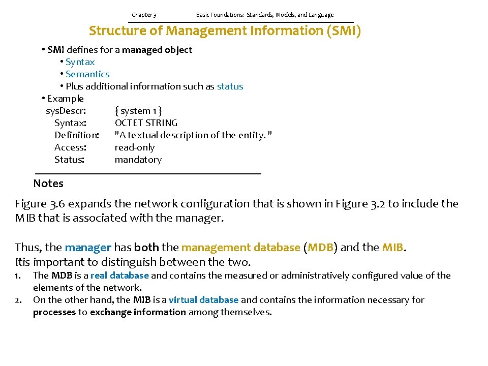 Chapter 3 Basic Foundations: Standards, Models, and Language Structure of Management Information (SMI) •