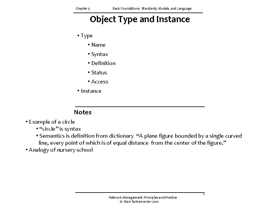 Chapter 3 Basic Foundations: Standards, Models, and Language Object Type and Instance • Type