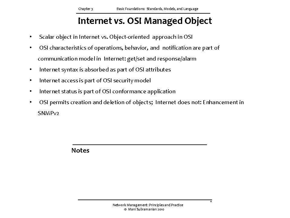 Chapter 3 Basic Foundations: Standards, Models, and Language Internet vs. OSI Managed Object •