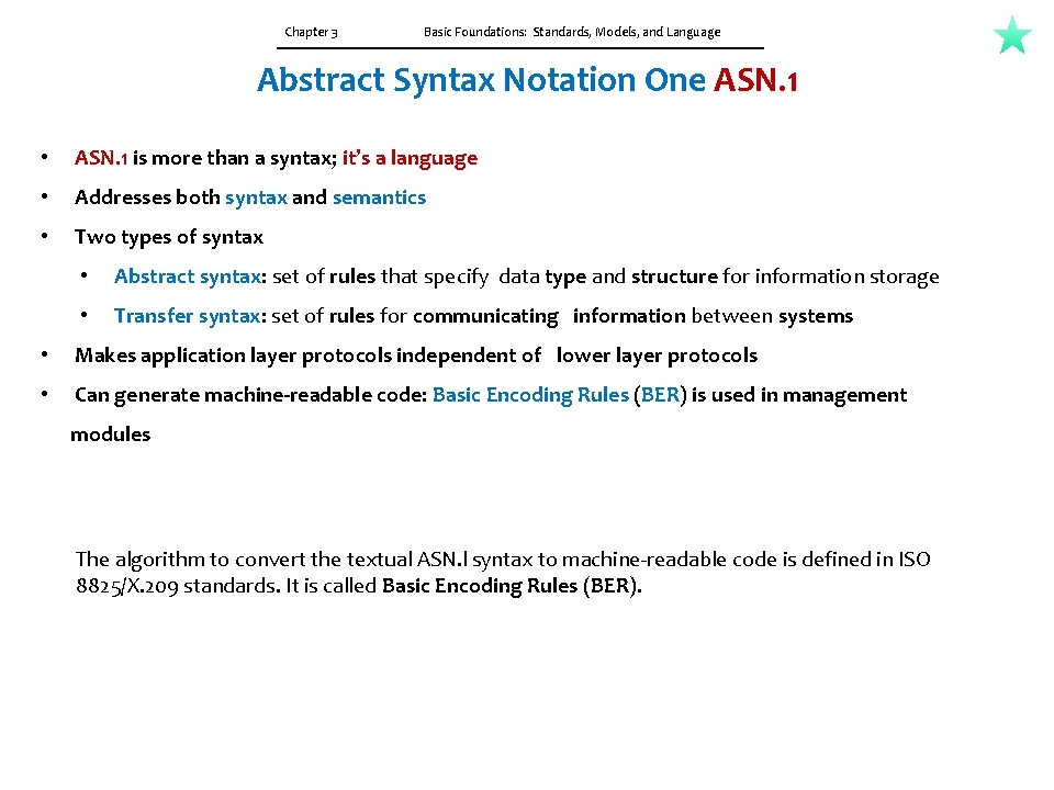 Chapter 3 Basic Foundations: Standards, Models, and Language Abstract Syntax Notation One ASN. 1