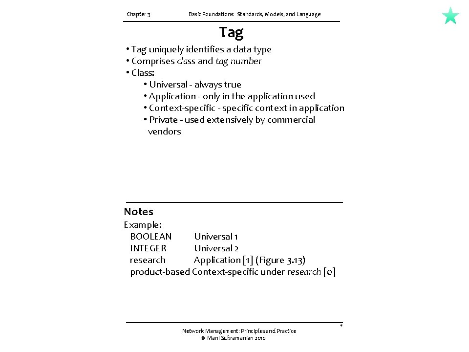 Chapter 3 Basic Foundations: Standards, Models, and Language Tag • Tag uniquely identifies a