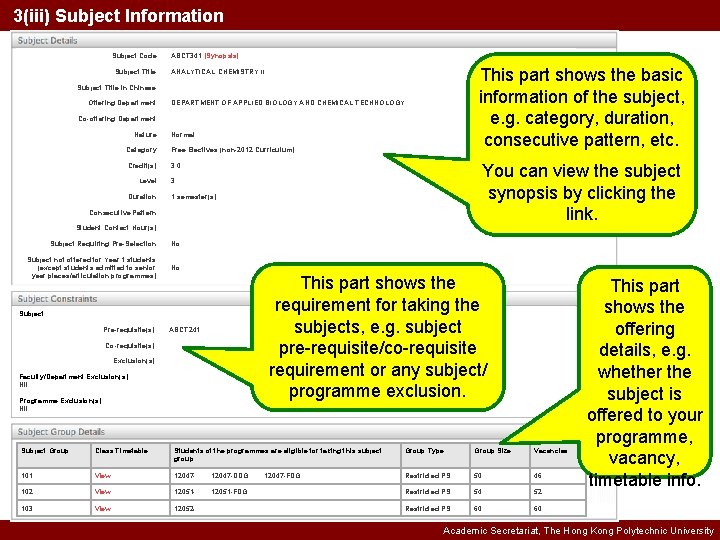 3(iii) Subject Information Subject Code Subject Title ABCT 341 [Synopsis] This part shows the