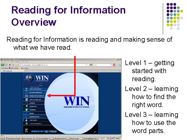 Reading for Information Overview Reading for Information is reading and making sense of what