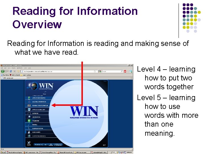 Reading for Information Overview Reading for Information is reading and making sense of what