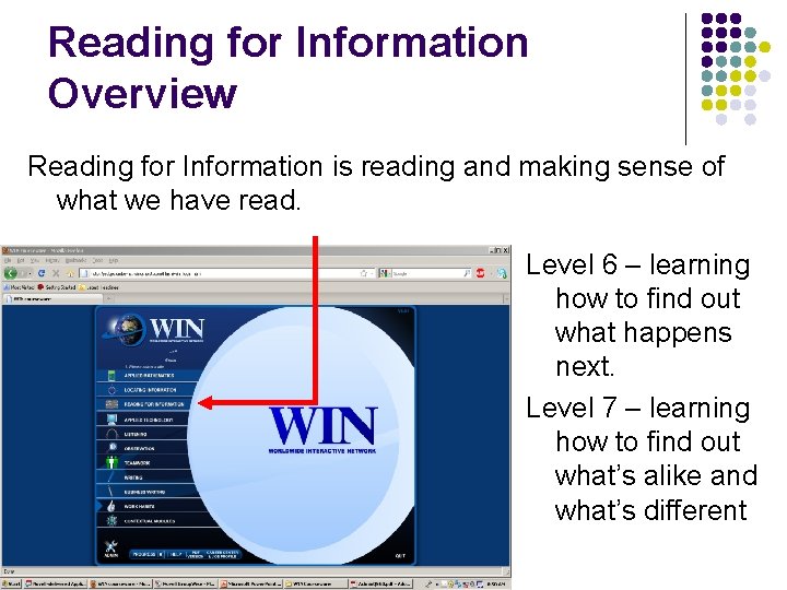 Reading for Information Overview Reading for Information is reading and making sense of what