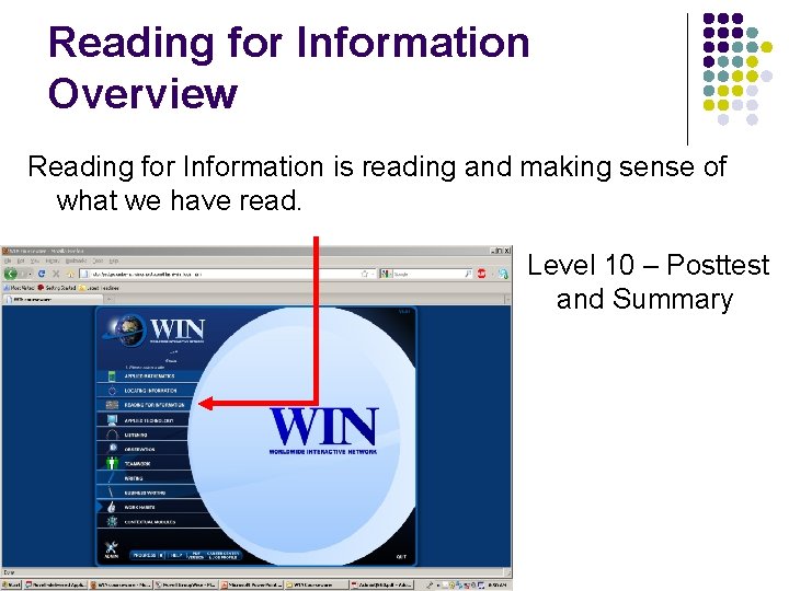 Reading for Information Overview Reading for Information is reading and making sense of what