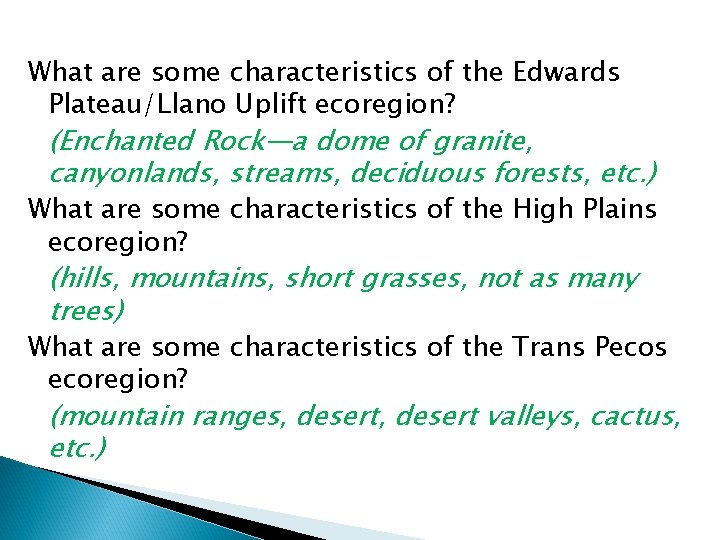 What are some characteristics of the Edwards Plateau/Llano Uplift ecoregion? (Enchanted Rock—a dome of