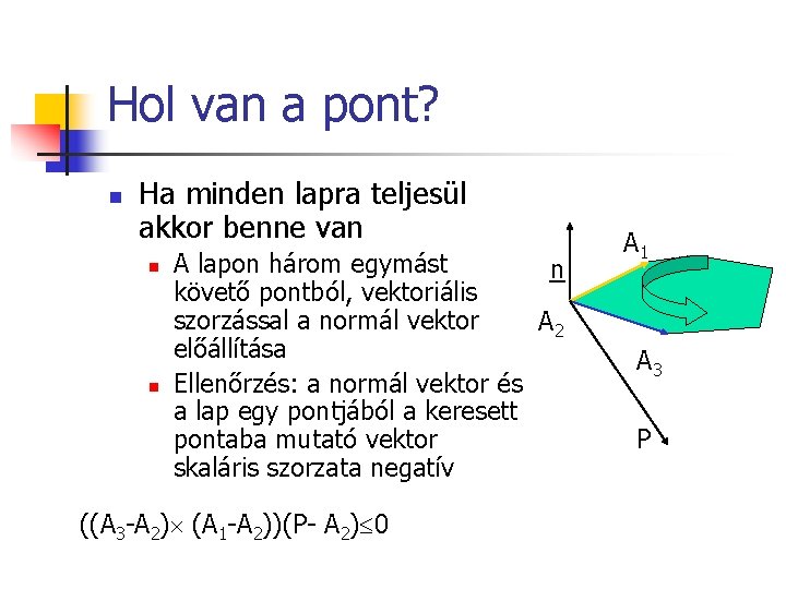 Hol van a pont? n Ha minden lapra teljesül akkor benne van n n