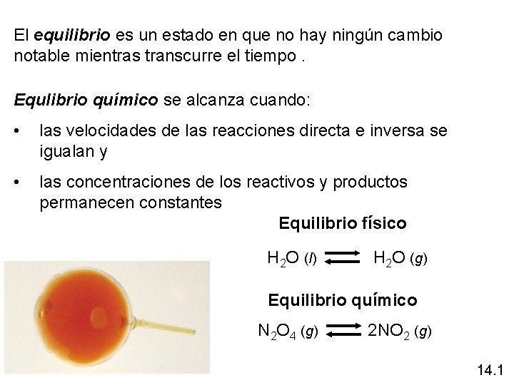 El equilibrio es un estado en que no hay ningún cambio notable mientras transcurre