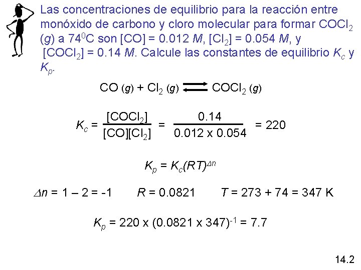 Las concentraciones de equilibrio para la reacción entre monóxido de carbono y cloro molecular