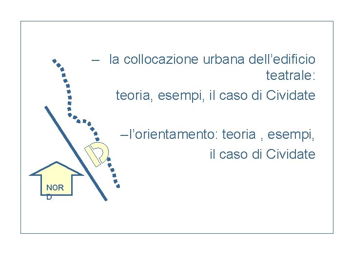 – la collocazione urbana dell’edificio teatrale: teoria, esempi, il caso di Cividate – l’orientamento: