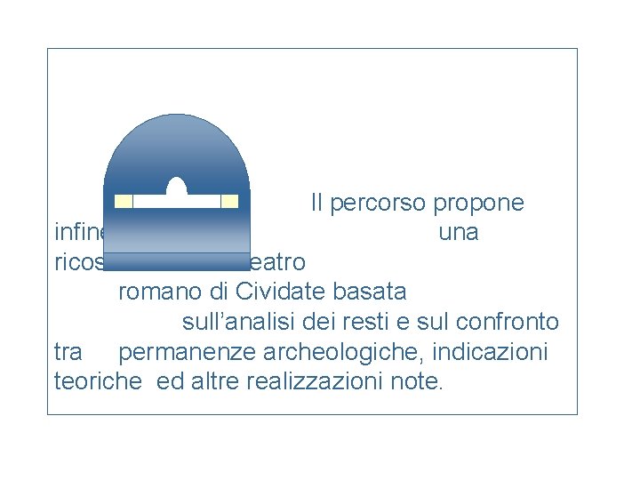 Il percorso propone una infine ricostruzione del teatro romano di Cividate basata sull’analisi dei