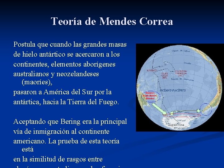 Teoría de Mendes Correa Postula que cuando las grandes masas de hielo antártico se