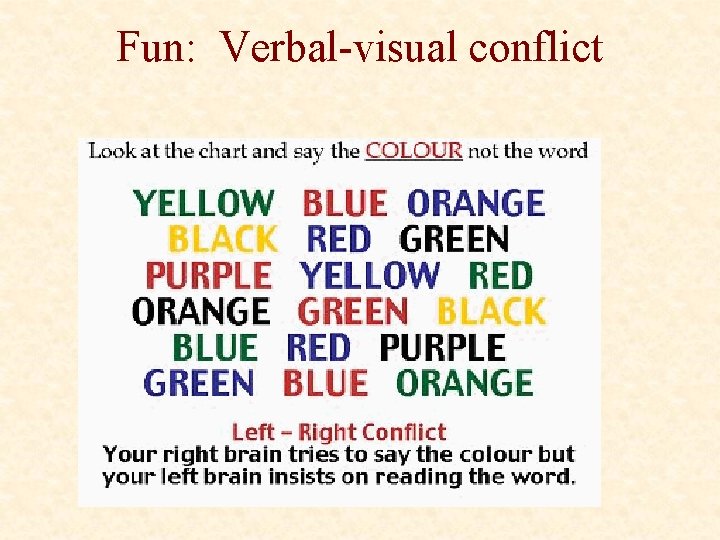 Fun: Verbal-visual conflict 