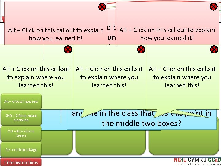 Alt +on. Click on the red boxes to write Alt + Click on this