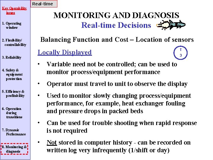 Real-time Key Operability issues MONITORING AND DIAGNOSIS Real-time Decisions 1. Operating window Balancing Function