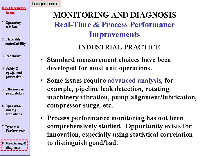 Longer term Key Operability issues 1. Operating window 2. Flexibility/ controllability 3. Reliability 4.