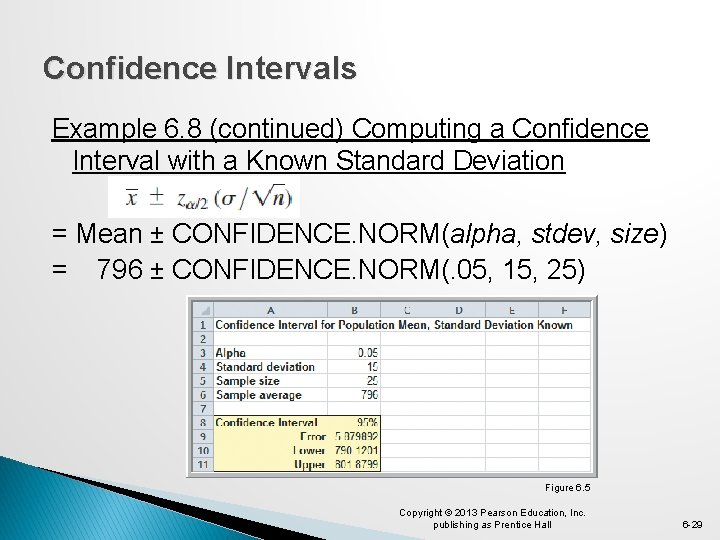 Confidence Intervals Example 6. 8 (continued) Computing a Confidence Interval with a Known Standard