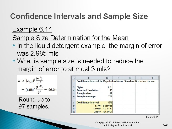 Confidence Intervals and Sample Size Example 6. 14 Sample Size Determination for the Mean