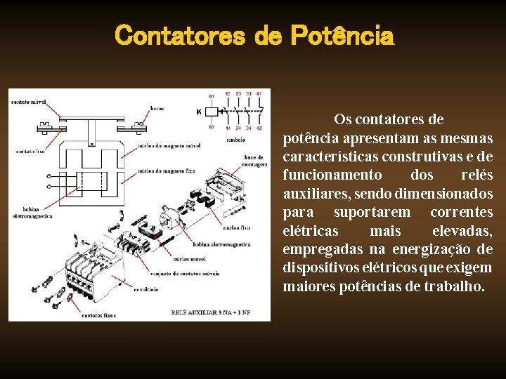 Contatores de Potência Os contatores de potência apresentam as mesmas características construtivas e de