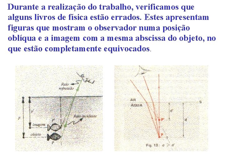 Durante a realização do trabalho, verificamos que alguns livros de física estão errados. Estes