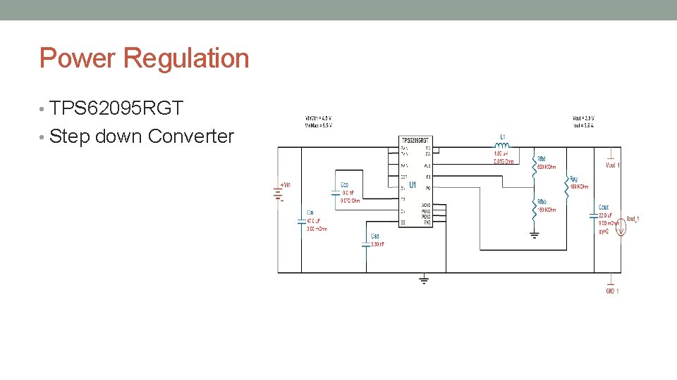 Power Regulation • TPS 62095 RGT • Step down Converter 