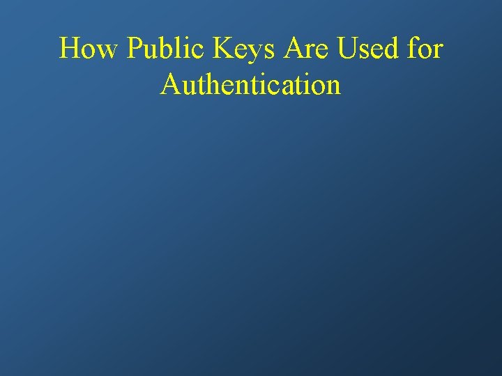 How Public Keys Are Used for Authentication 